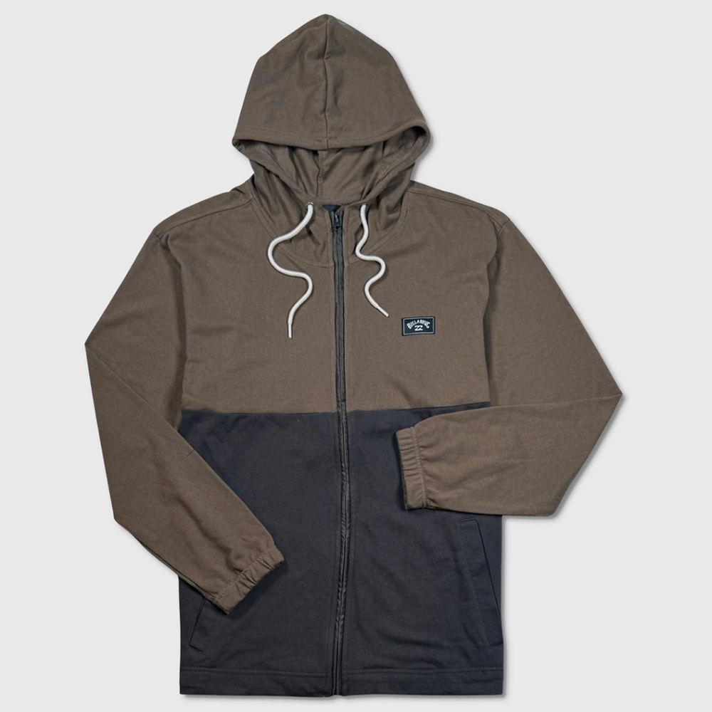 Billabong Abner Full Zip Hoodie - NWT Mens Medium Lt Brn / Dk Brn - #48547-D5